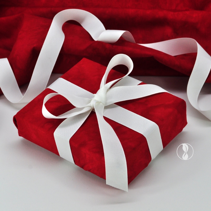 Crimson Red Fabric Gift Wrapping